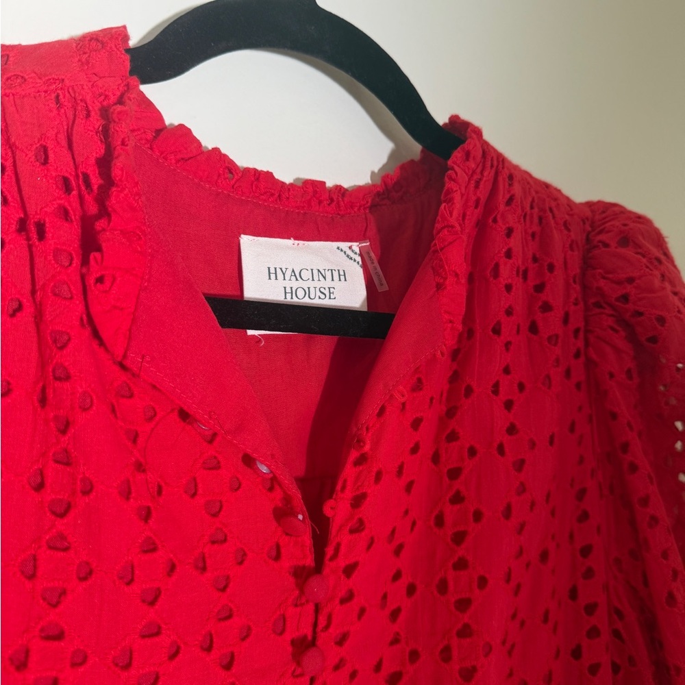 Tuckernuck HYACINTH HOUSE Red Eyelet Tryall Midi Dress - Picture 5 of 11